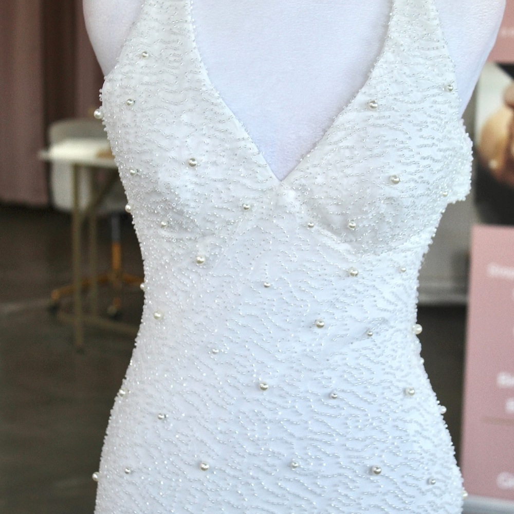 Windsor White Pearl Embellished Maxi Dress